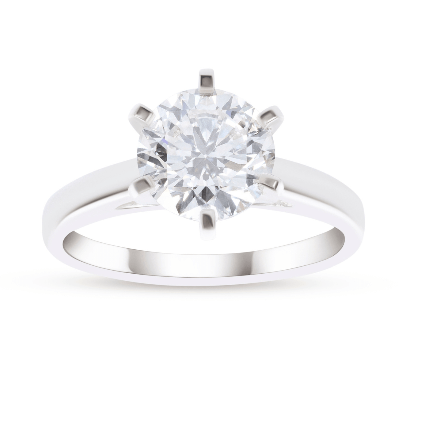 Side profile of 2 carat solitaire lab-grown diamond engagement ring in 14K gold — sizes $4, 4.5, 5, 5.5, 6, 6.5, 7, 7.5, 8, 8.5, 9, 9.5, 10$
