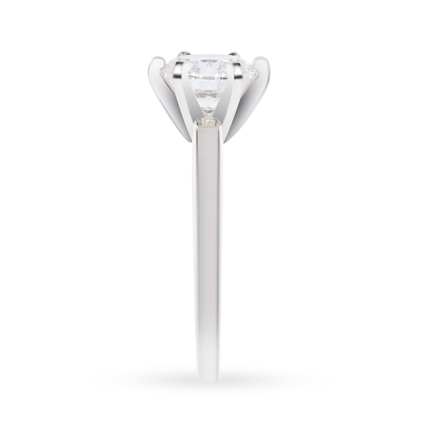 Side shot of 2 carat solitaire lab-grown diamond engagement ring in 14K white gold — sizes $4, 4.5, 5, 5.5, 6, 6.5, 7, 7.5, 8, 8.5, 9, 9.5, 10$