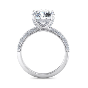 Celeste Triple Pave with Hidden Halo Engagement Ring in $14K White Gold 18K White Gold Platinum$