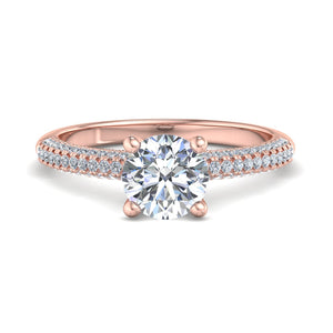 Celeste Triple Pave with Hidden Halo Engagement Ring in $14K Rose Gold$
