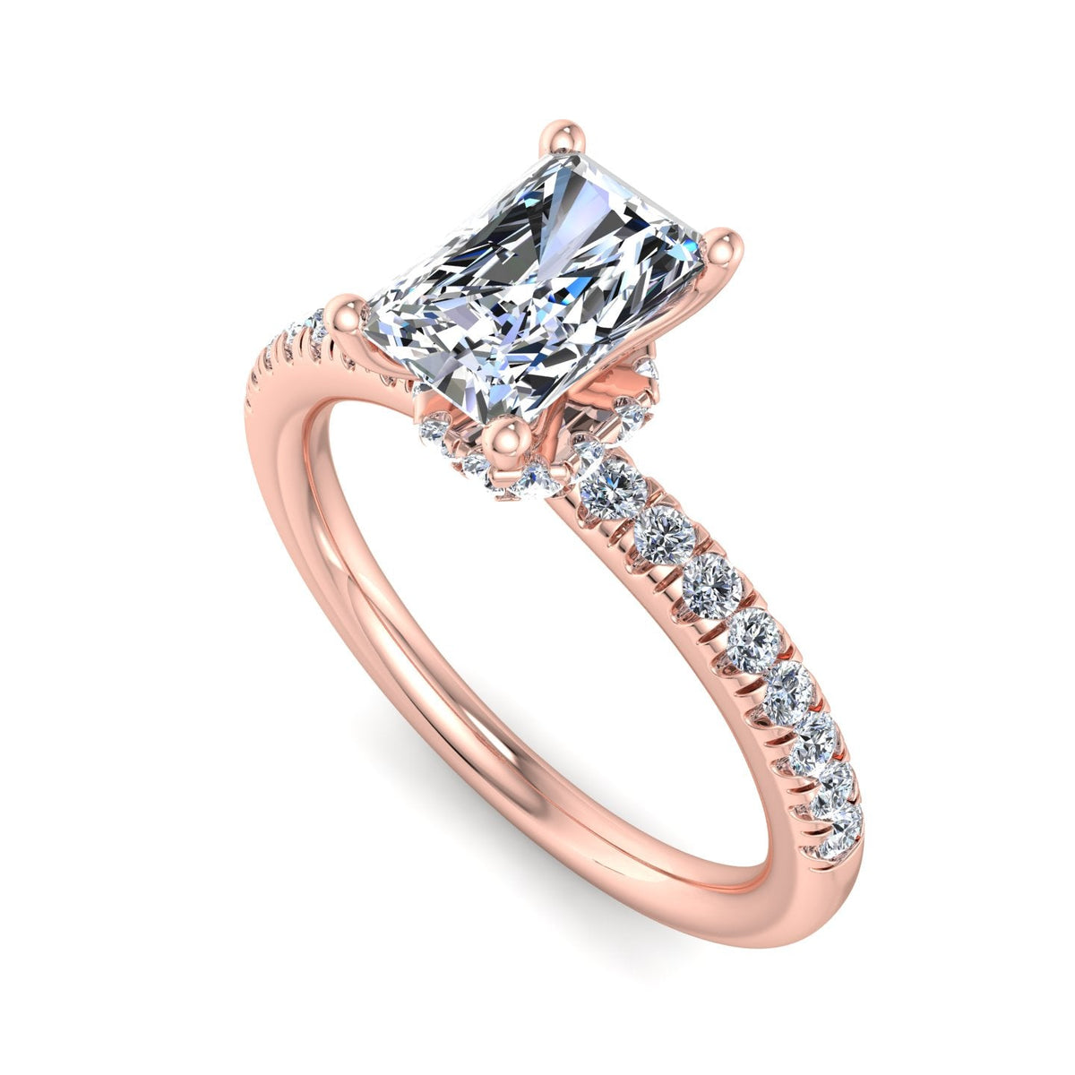 Dawn Hidden Halo with Pave Engagement Ring in Radiant