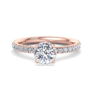 Gemini Double Hidden Halo Ring Engagement Ring in $14K Rose Gold$