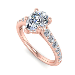 Glint Pave with Hidden Halo Engagement Ring in Pear