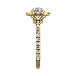 Lustre Single Row Pavé Halo Engagement Ring in $14K Yellow Gold 18K Yellow Gold$