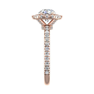 Lustre Single Row Pavé Halo Engagement Ring in $14K Rose Gold 18K Rose Gold$