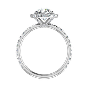 Lustre Single Row Pavé Halo Engagement Ring in $14K White Gold 18K White Gold Platinum$