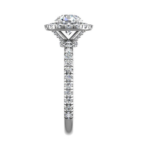 Lustre Single Row Pavé Halo Engagement Ring in $14K White Gold 18K White Gold Platinum$