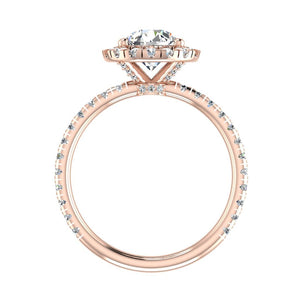 Lustre Single Row Pavé Halo Engagement Ring in $14K Rose Gold 18K Rose Gold$
