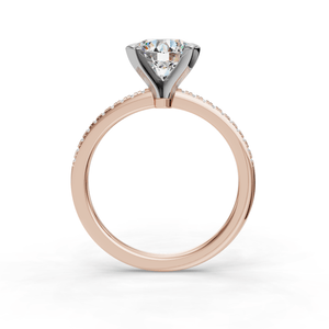 Ray Pave Band Engagement Ring in $14K Rose Gold$