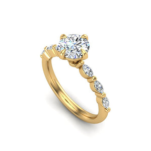 Sleek Marquise Band Engagement Ring in $14K Yellow Gold 18K Yellow Gold$