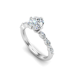 Sleek Marquise Band Engagement Ring in $14K White Gold 18K White Gold Platinum$