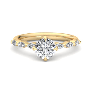 Sleek Marquise Band Engagement Ring in $14K Yellow Gold 18K Yellow Gold$
