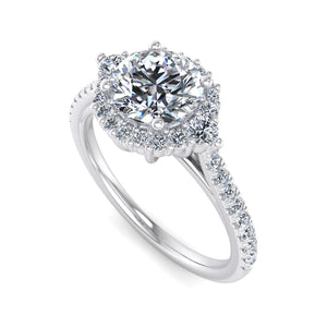 Stella Diamond Halo Engagement Ring in $14K White Gold 18K White Gold Platinum$