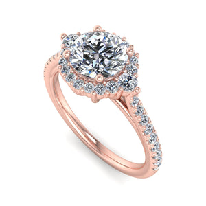 Stella Diamond Halo Engagement Ring in $14K Rose Gold 18K Rose Gold$