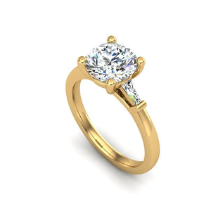 Three-Stone Emerald Cut Engagement Ring – Arc Style in $14K Yellow Gold 18K Yellow Gold$
