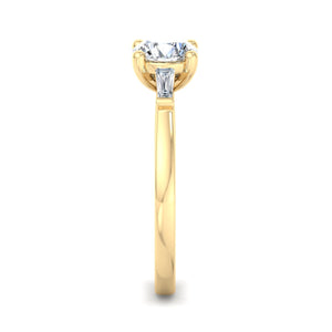 Three-Stone Emerald Cut Engagement Ring – Arc Style in $14K Yellow Gold 18K Yellow Gold$