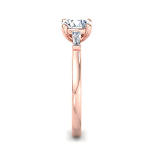 Three-Stone Emerald Cut Engagement Ring – Arc Style in $14K Rose Gold 18K Rose Gold$