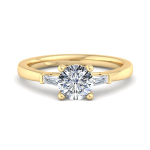 Three-Stone Emerald Cut Engagement Ring – Arc Style in $14K Yellow Gold 18K Yellow Gold$