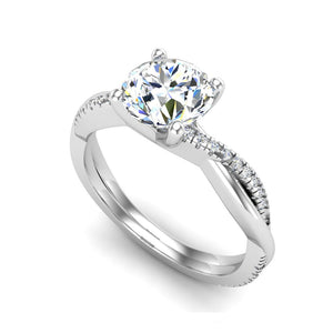 Twirl Diamond Pave Ring Engagement Ring in $14K White Gold 18K White Gold Platinum$