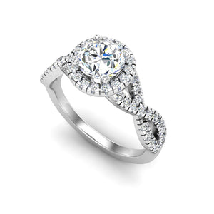 Willow Twist Halo Ring Engagement Ring in $14K White Gold 18K White Gold Platinum$