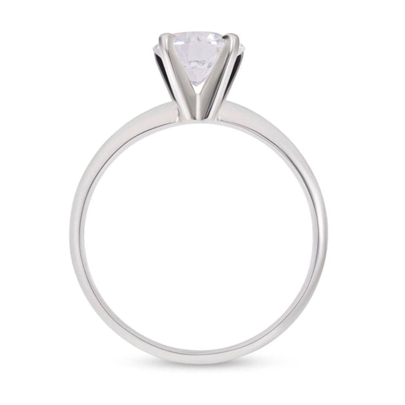  1ct lab-grown diamond ring — top view, 14K white gold in sizes $5, 5.5, 6, 6.5, 6.75, 7, 8$