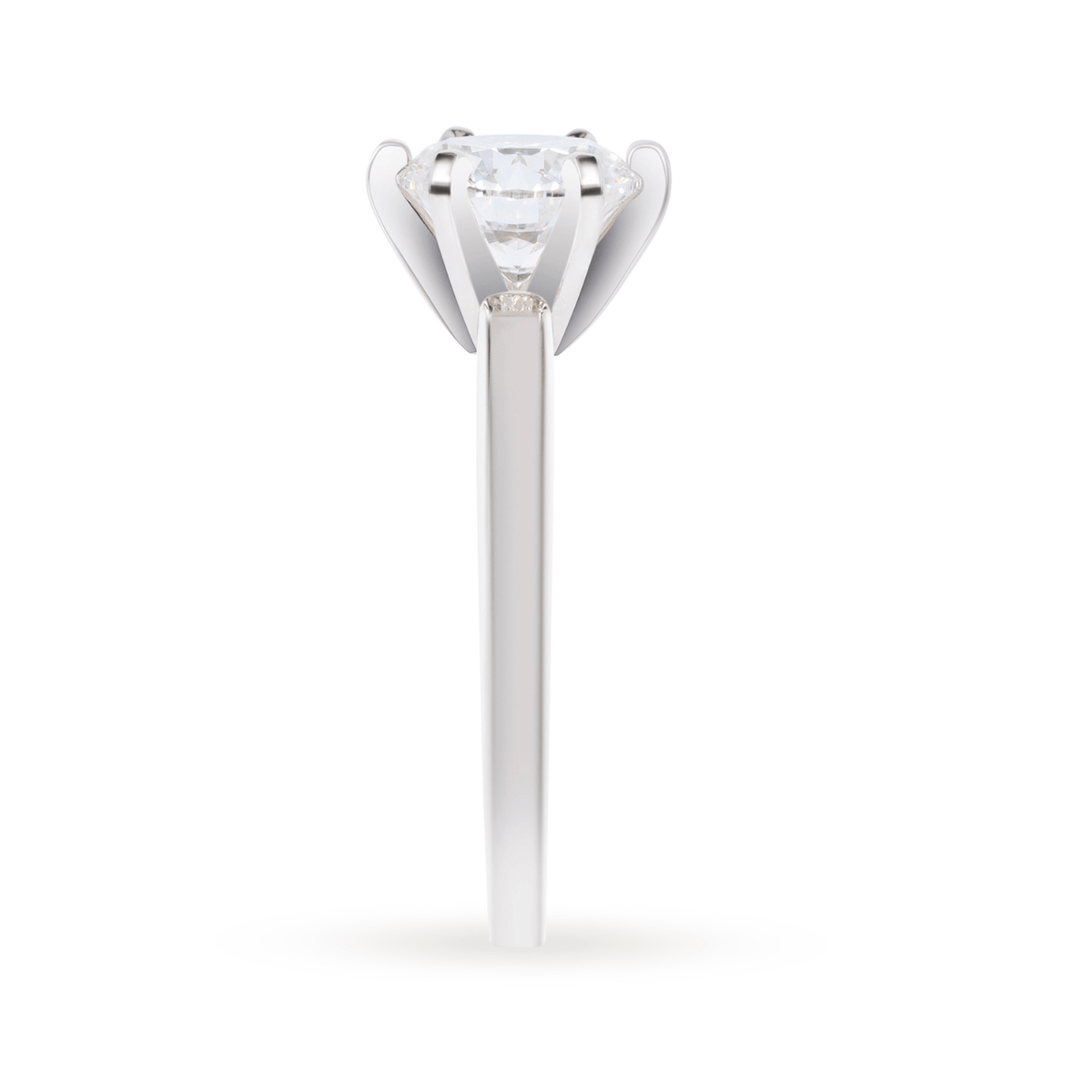 Side shot of 2 carat solitaire lab-grown diamond engagement ring in 14K white gold — sizes $4, 4.5, 5, 5.5, 6, 6.5, 7, 7.5, 8, 8.5, 9, 9.5, 10$