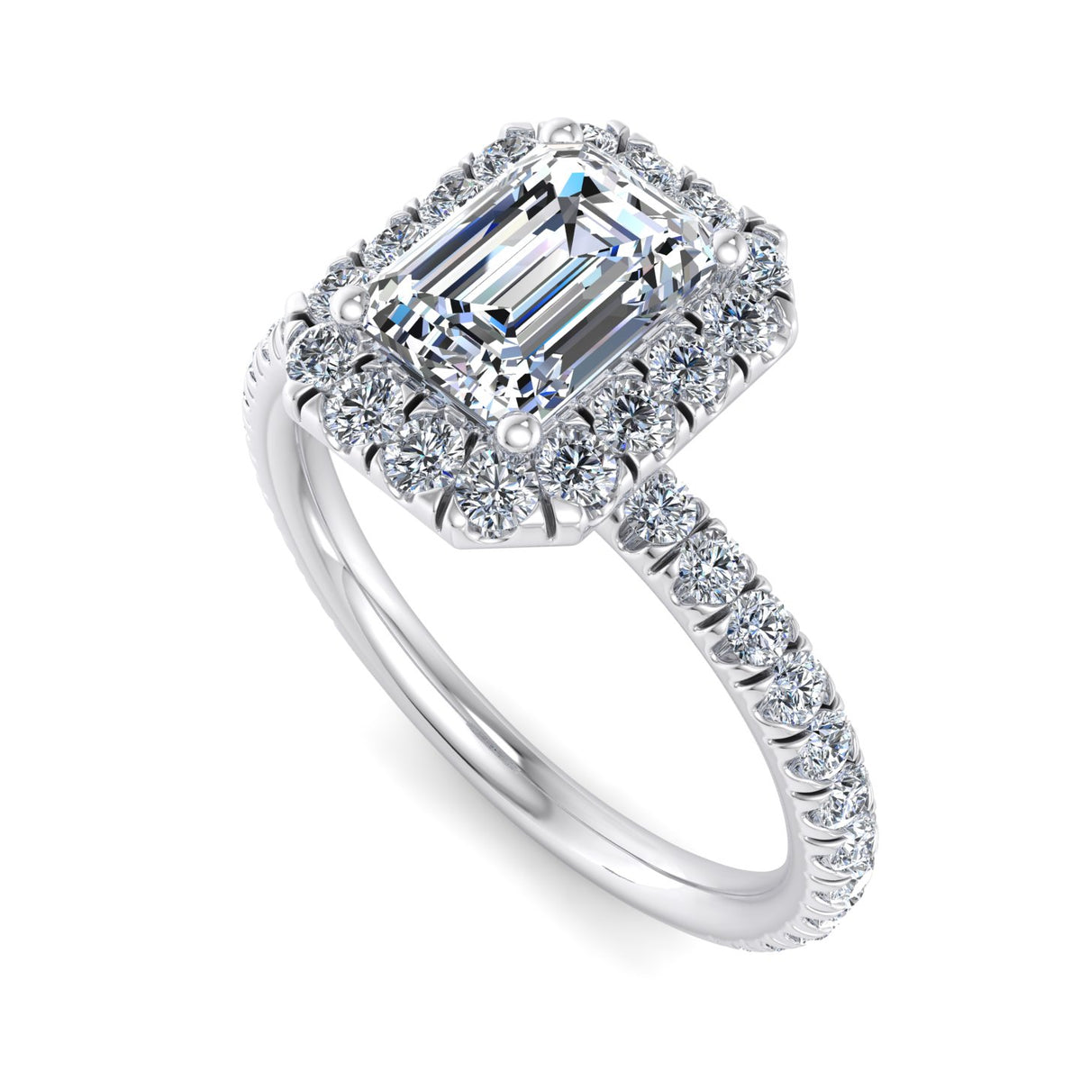 Chloe Single Row Halo with Pave Band