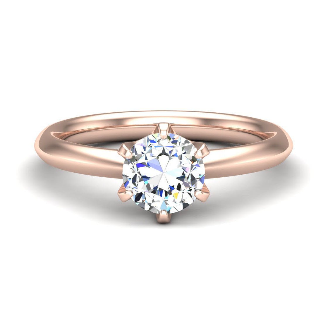 Aspen Knife Edge 6-Prong Solitaire Engagement Ring in $14K Rose Gold 18K Rose Gold$ 