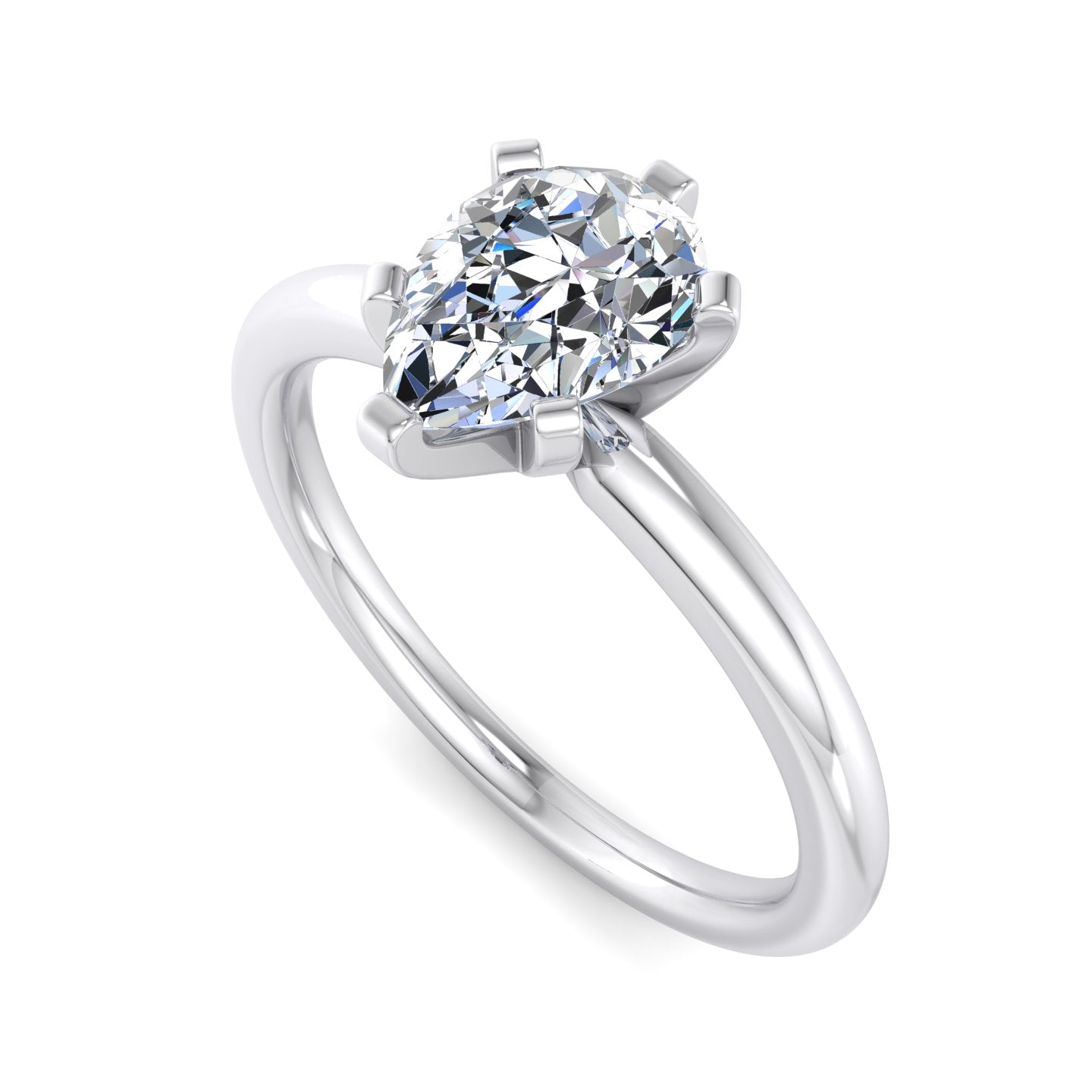Aura 6-Prong Cathedral Solitaire Engagement Ring in Pear