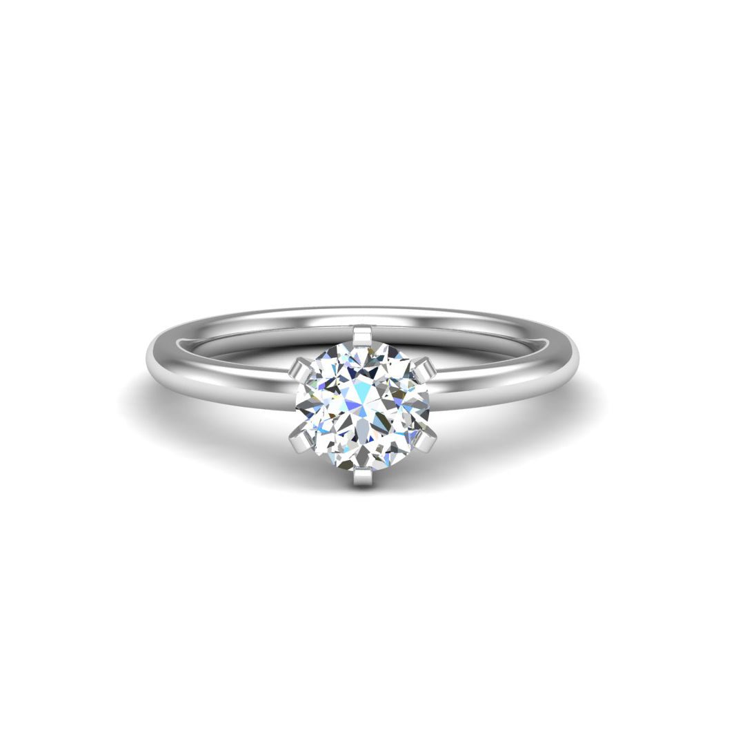 Aura 6-Prong Cathedral Solitaire Engagement Ring in $14K White Gold 18K White Gold Platinum$
