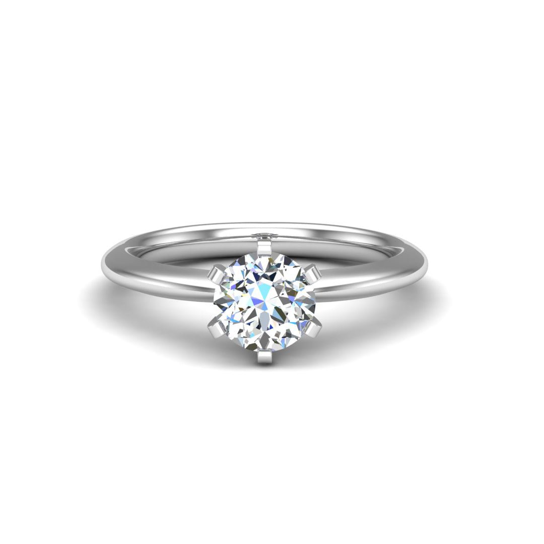 Aura 6-Prong Sculpted Solitaire Engagement Ring in $14K White Gold 18K White Gold$ 
