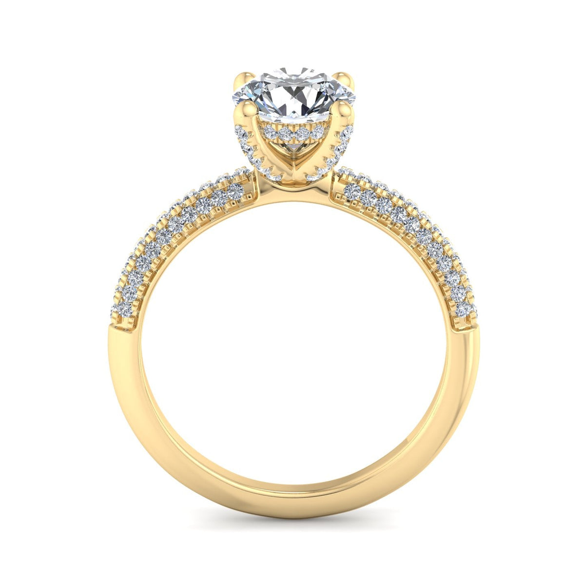 Celeste Triple Pave with Hidden Halo Engagement Ring in $14K Yellow Gold 18K Yellow Gold$
