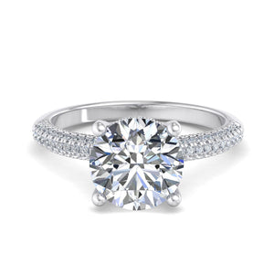 Celeste Triple Pave with Hidden Halo Engagement Ring in $14K White Gold 18K White Gold Platinum$