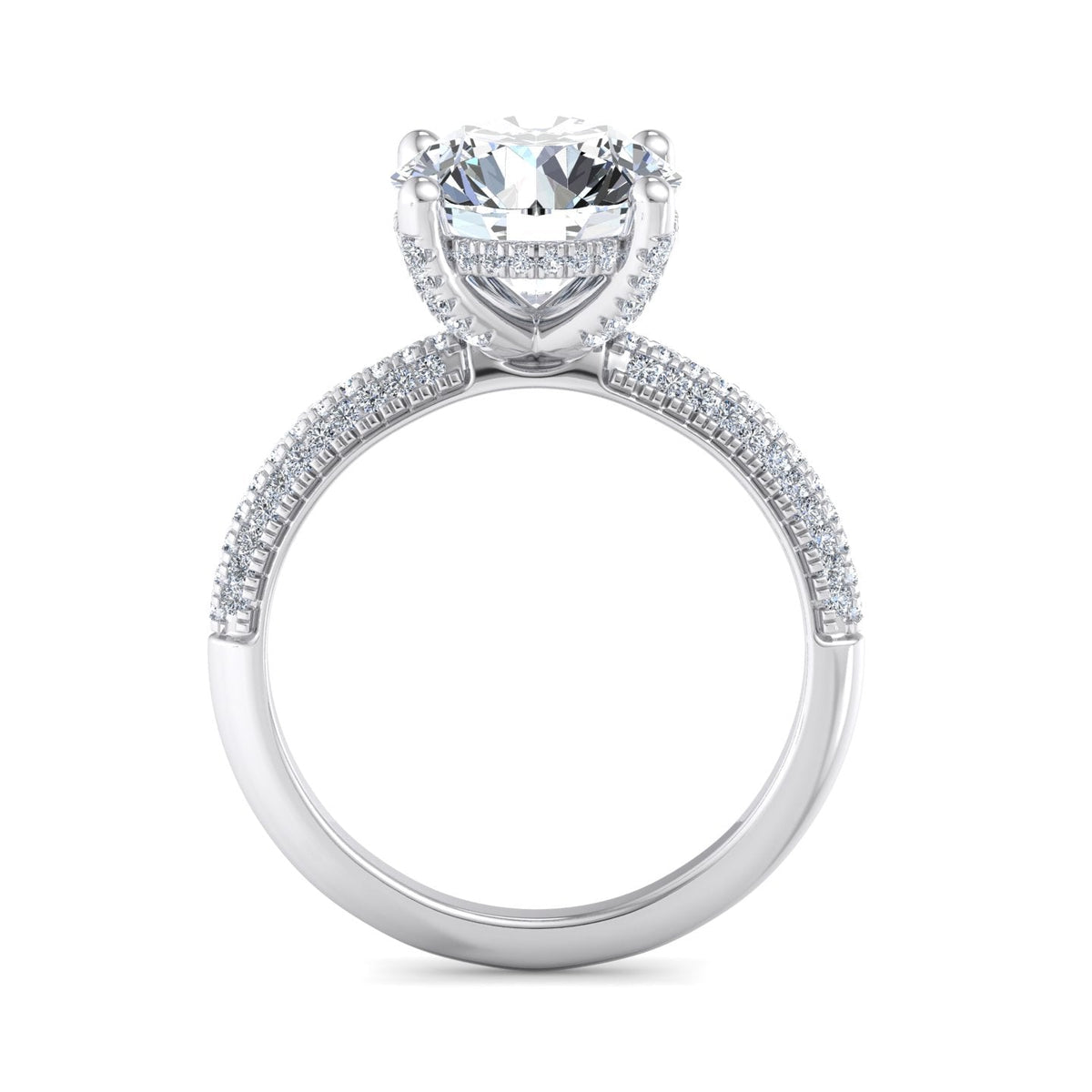 Celeste Triple Pave with Hidden Halo Engagement Ring in $14K White Gold 18K White Gold Platinum$