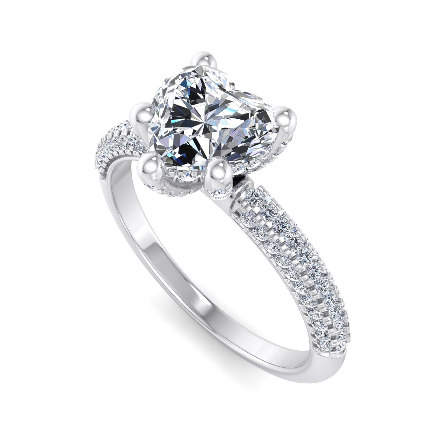 Celeste Triple Pave with Hidden Halo Engagement Ring