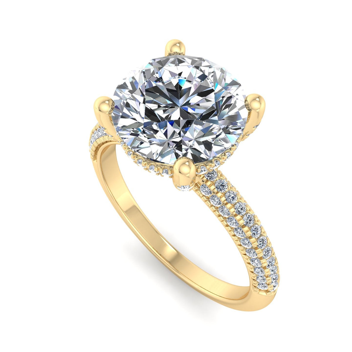 Celeste Triple Pave with Hidden Halo Engagement Ring in $14K Yellow Gold 18K Yellow Gold$