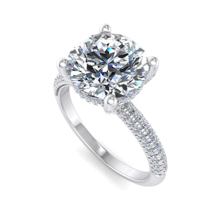 Celeste Triple Pave with Hidden Halo Engagement Ring in $14K White Gold 18K White Gold Platinum$ 