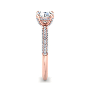 Celeste Triple Pave with Hidden Halo Engagement Ring in $14K Rose Gold$