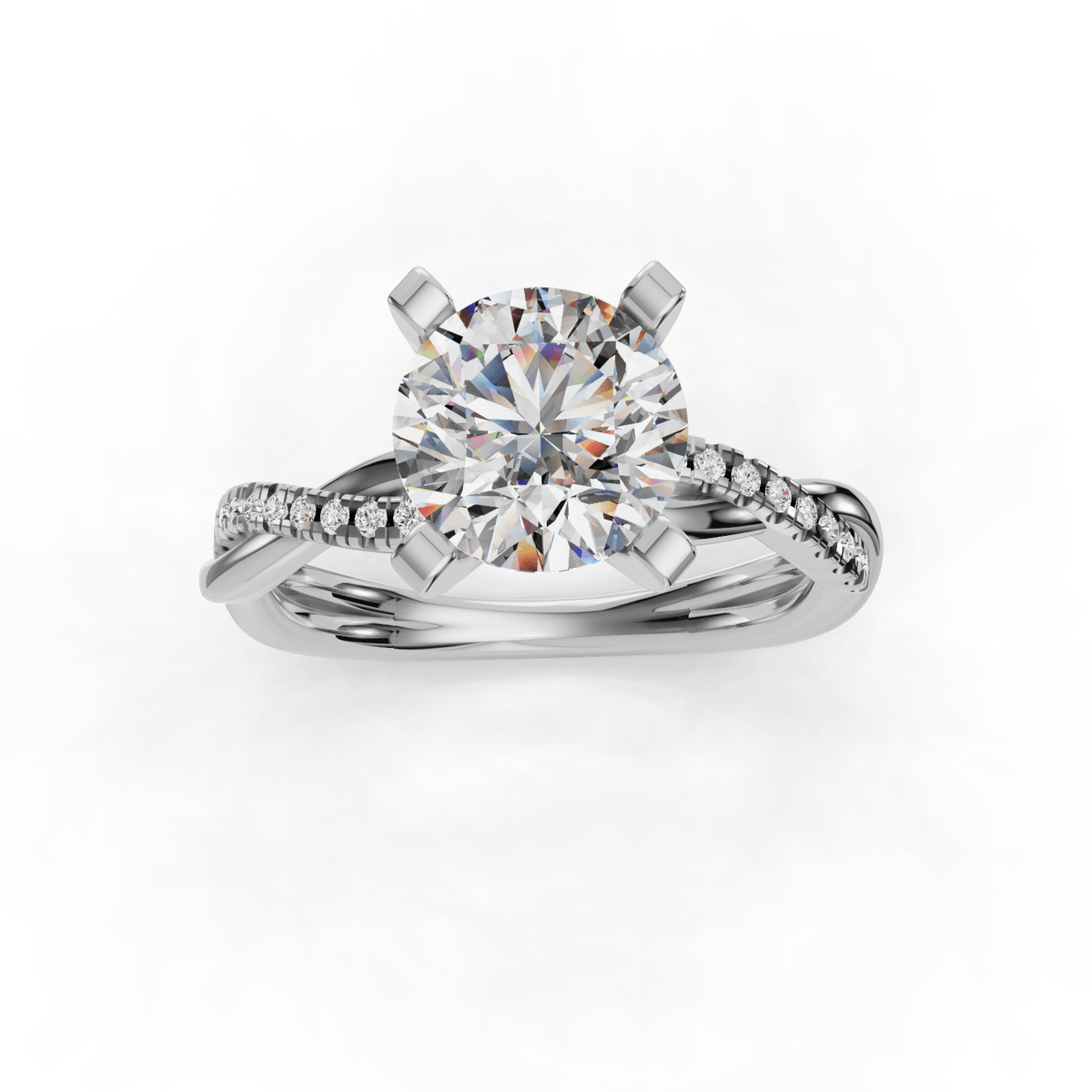 Classic Halo Engagement Ring – Mist Style in $18K White Gold 14K White Gold Platinum$