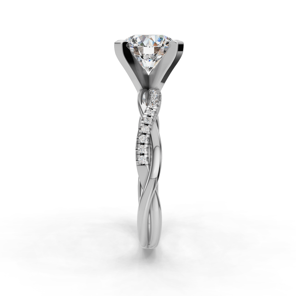Classic Halo Engagement Ring – Mist Style in $18K White Gold 14K White Gold Platinum$