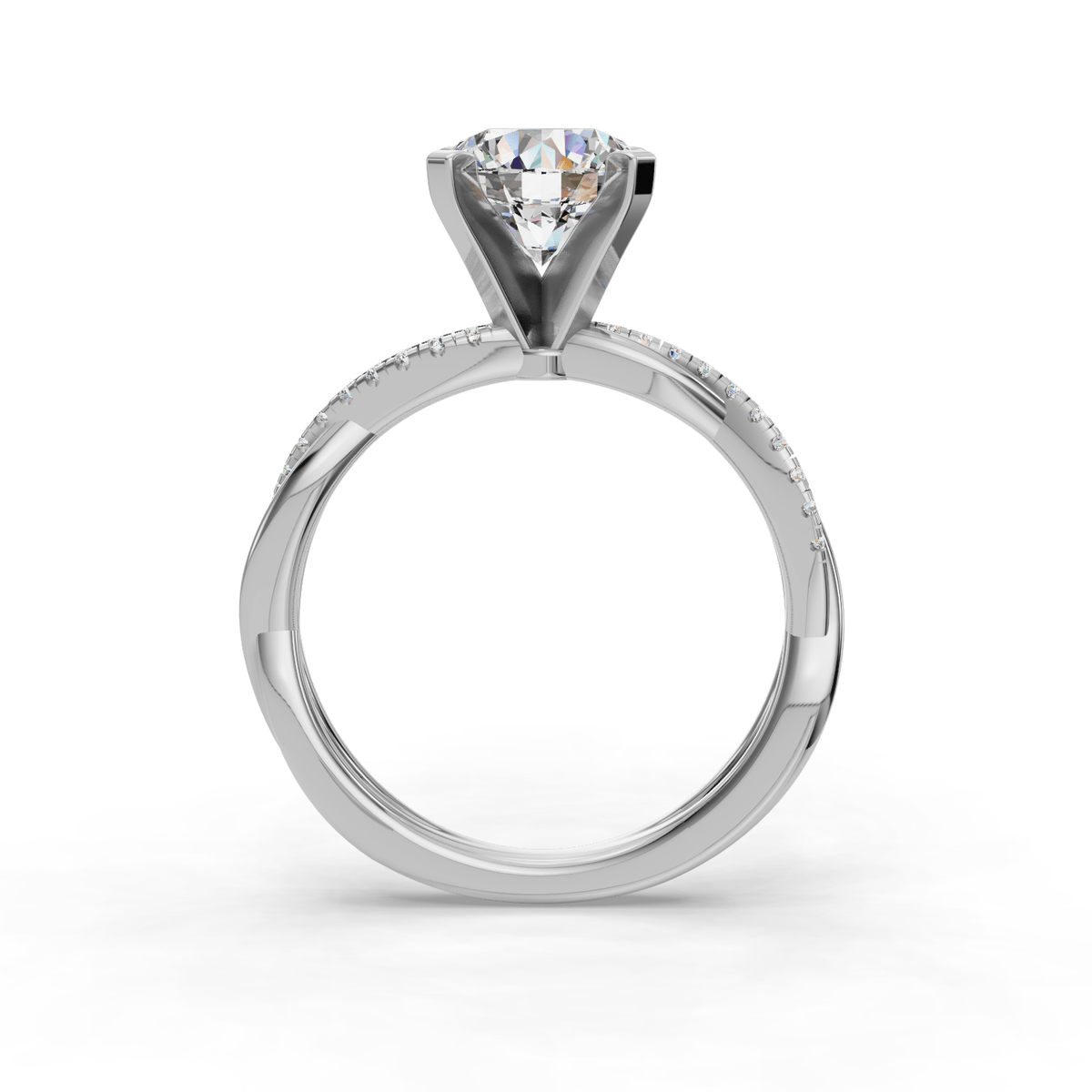 Classic Halo Engagement Ring – Mist Style in $14K White Gold 18K White Gold Platinum$