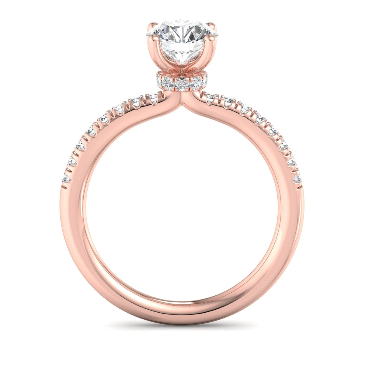 Dawn Hidden Halo with Pave Engagement Ring in $14K Rose Gold 18K Rose Gold$ 