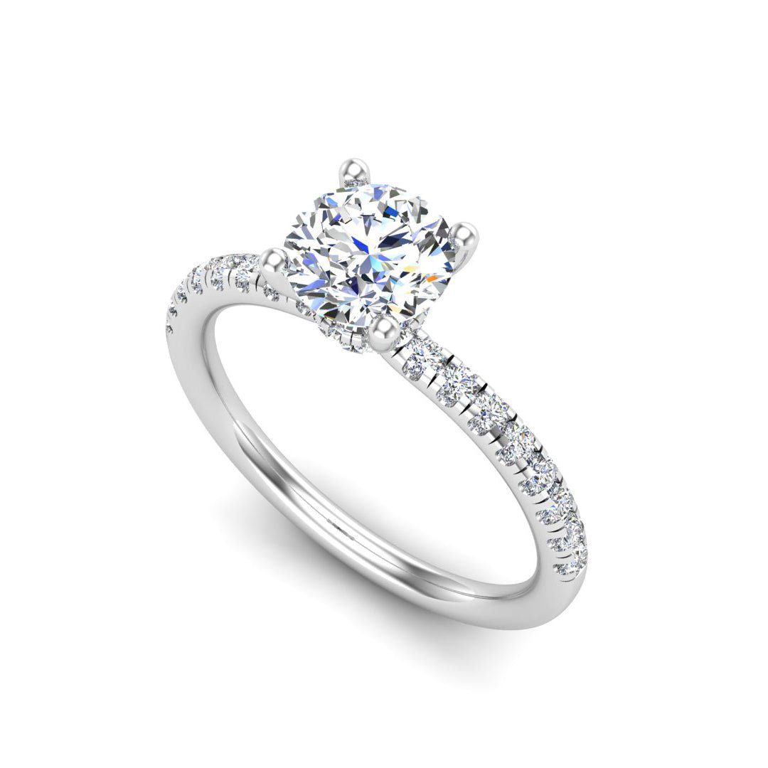 Dawn Hidden Halo with Pave Engagement Ring in $14K White Gold 18K White Gold Platinum$