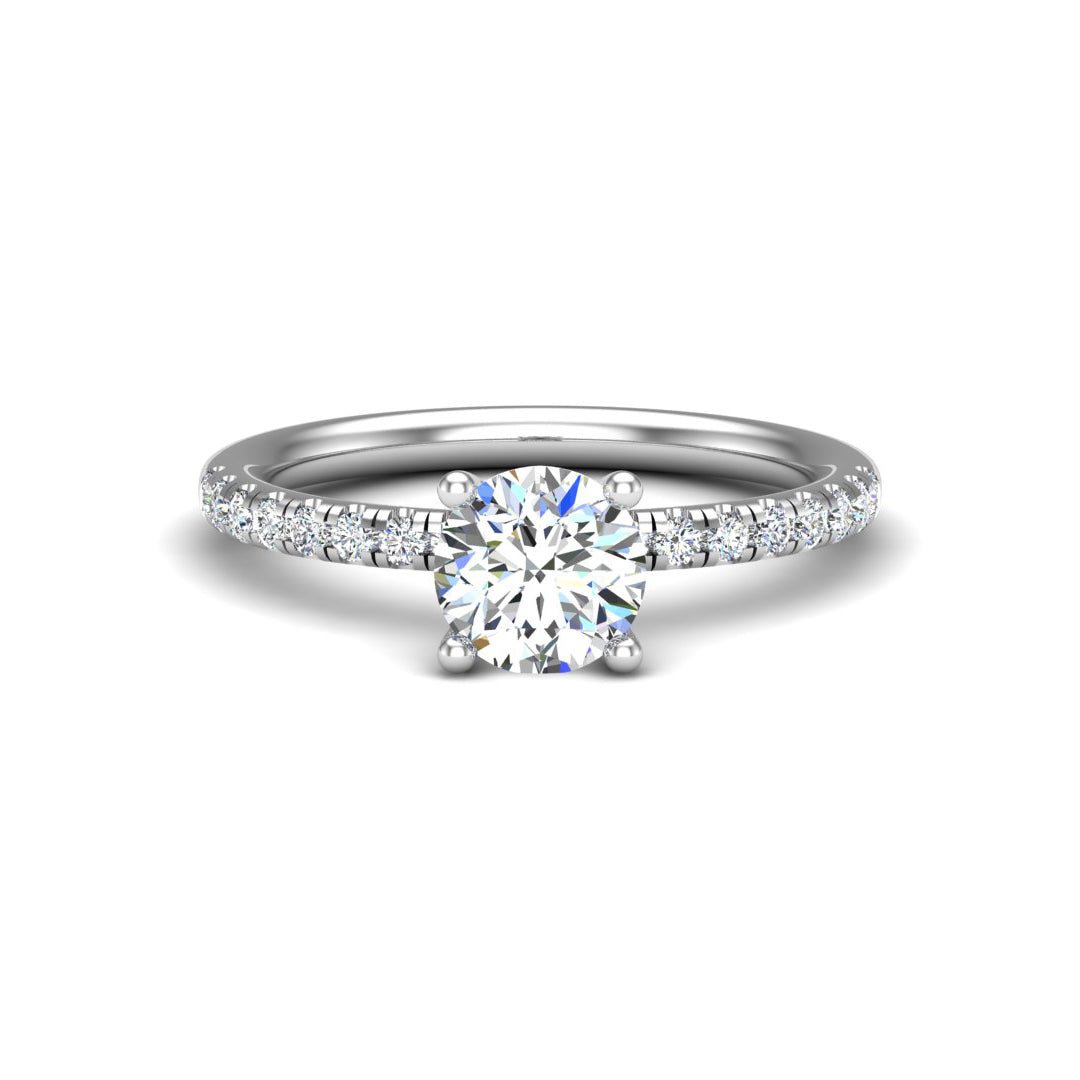 Dawn Hidden Halo with Pave Engagement Ring in $14K White Gold 18K White Gold Platinum$