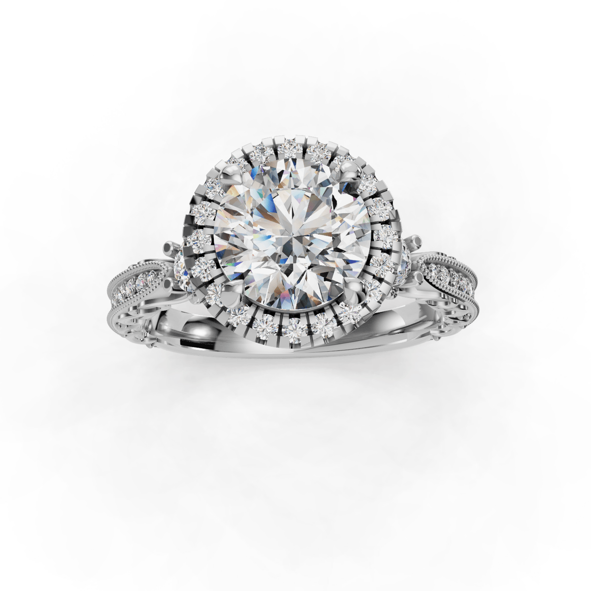 Frost Halo Style Engagement Ring in $14K White Gold 18K White Gold Platinum$