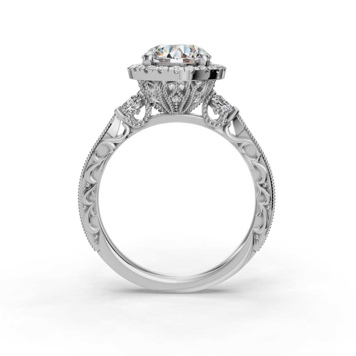 Frost Halo Style Engagement Ring in $14K White Gold 18K White Gold Platinum$