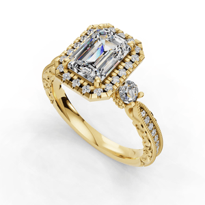 Frost Halo Style Engagement Ring in Emerald