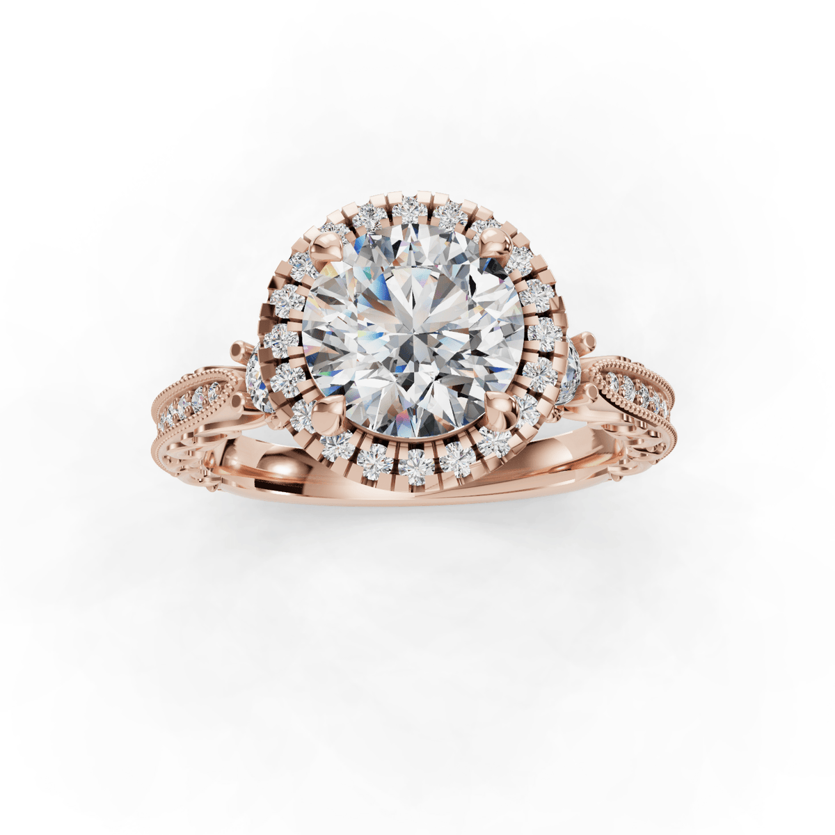 Frost Halo Style Engagement Ring in $14K Rose Gold$