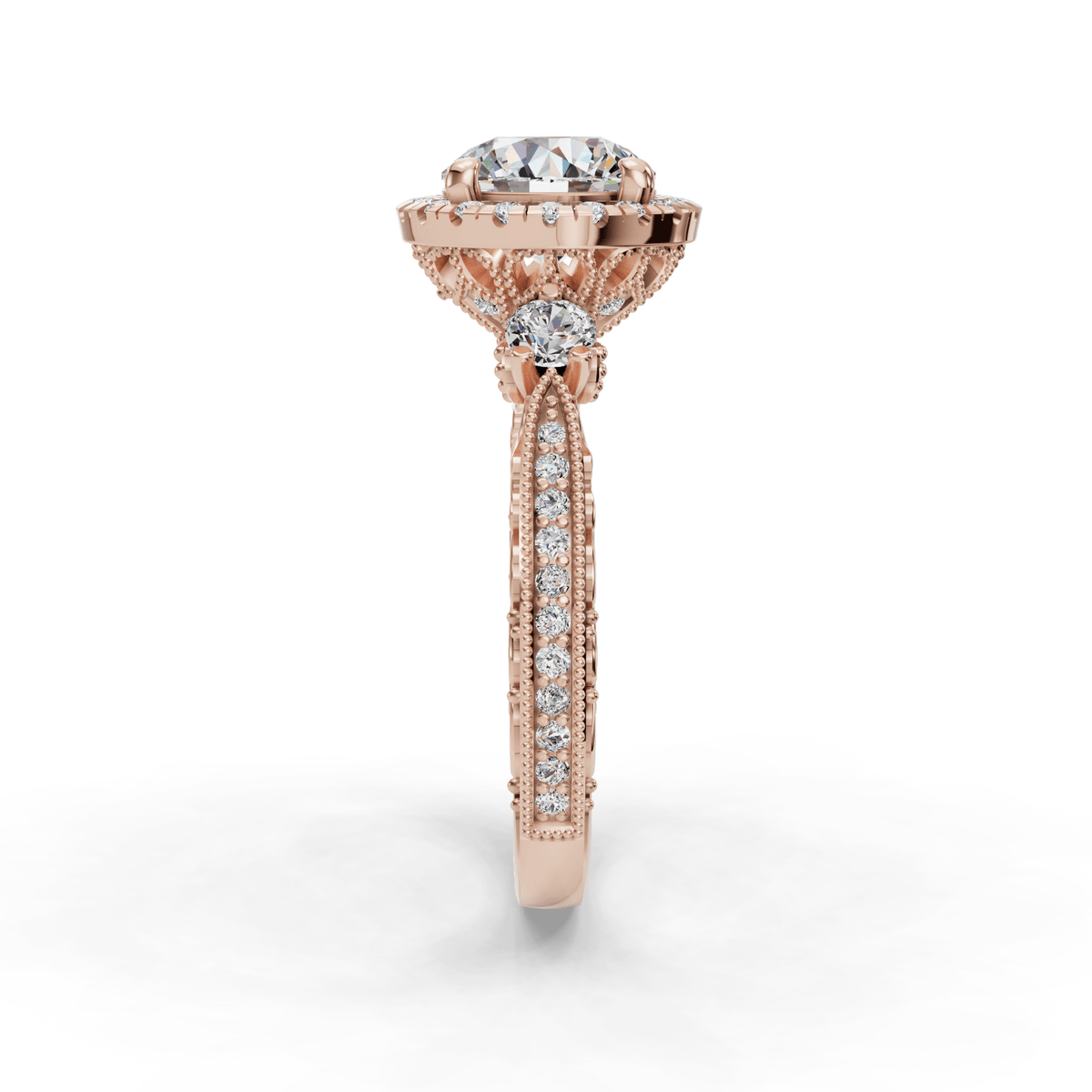 Frost Halo Style Engagement Ring in $14K Rose Gold$