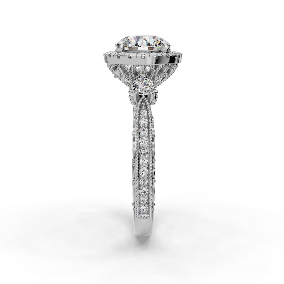 Frost Halo Style Engagement Ring in $14K White Gold 18K White Gold Platinum$